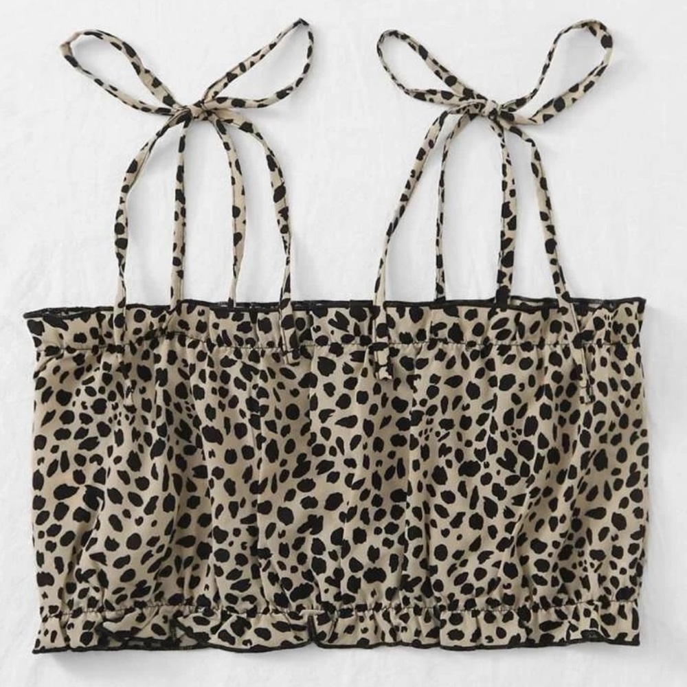 cropped leopard cami top